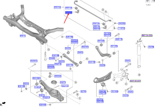 555153S000 Hyundai Kona Electric MK1 Right Rear Stabilizer Mount 555153S000