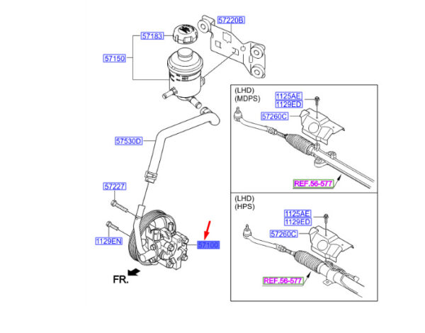 571002W100 Hyundai Santa FE MK3 DM power steering oil pump 571002W100 NEW ORIGINAL