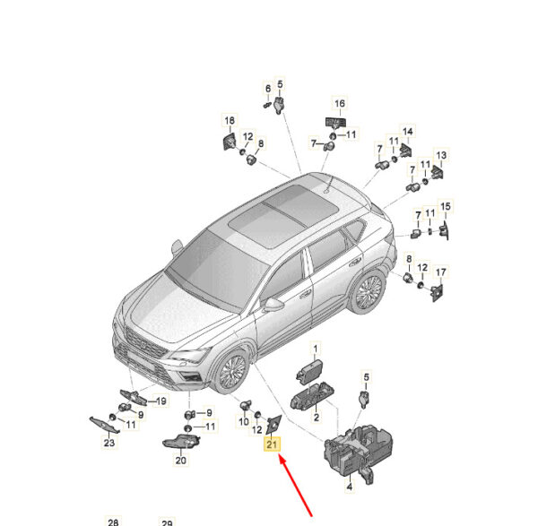 SEAT Ateca KH7 bumper front left PDC sensor mount holder 575919485BGRU - Image 3