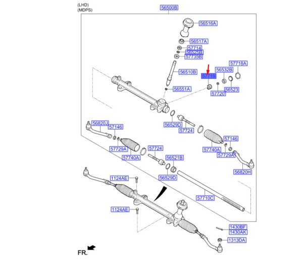 577193V000 Hyundai Santa Fe MK3 DM Steering Transmission Support Joch LHD 577193V000 NEW ORIGINAL