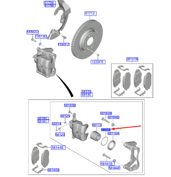581130Z000 Hyundai Tucson NX4 MK4 Front Brake Piston Gasket 581130Z000 NEW ORIGINAL