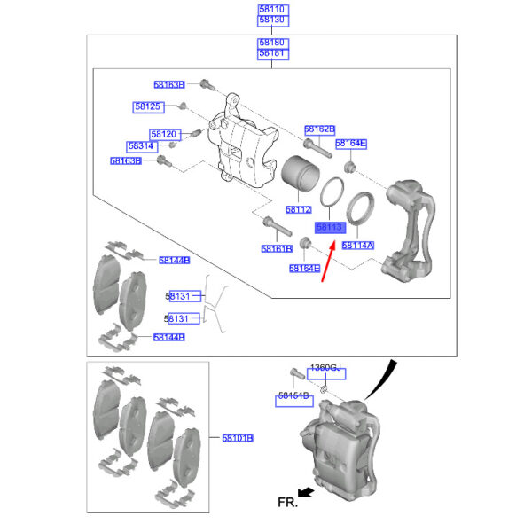 581131H000 Hyundai Kona MK1 Front Brake Piston Gasket 581131H000 NEW ORIGINAL
