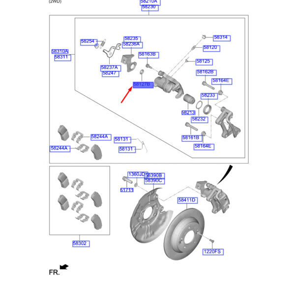 582221Y310 Hyundai Kona MK1 caliper gasket rear 582221Y310 NEW ORIGINAL