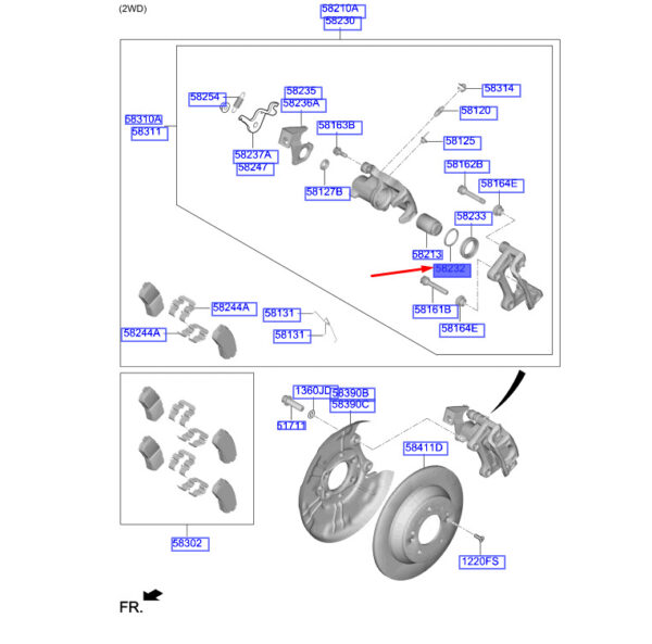 582321H000 Hyundai Kona MK1 rear brake piston seal 582321H000