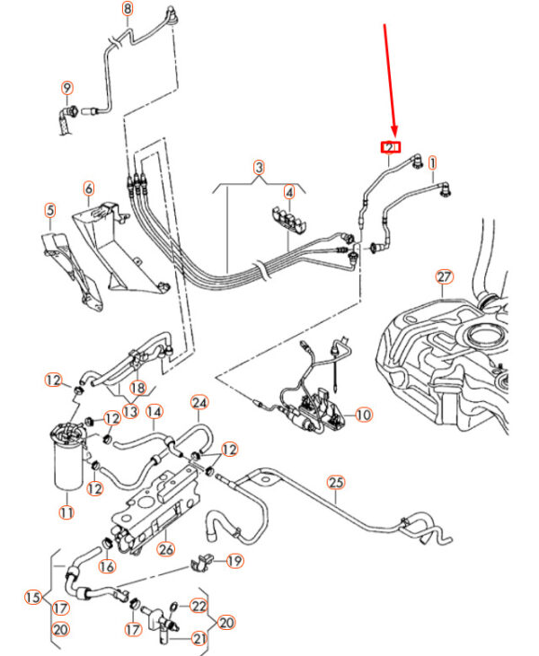 NEW VOLKSWAGEN JETTA A6 MK6 FUEL RETURN PIPE 5C0201294A ORIGINAL - Image 4