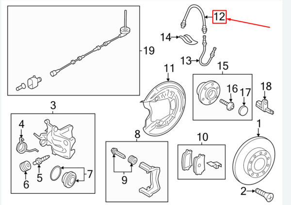 NEW VW BEETLE 5C1 REAR BRAKE HOSE 5C0611775E ORIGINAL - Image 4