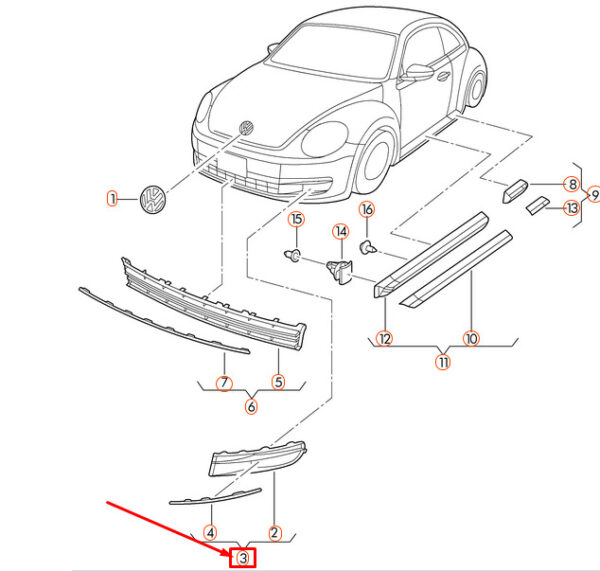 Volkswagen Beetle A5 Front Right Air Vent Grille 5C5854662E9B9 NEW GENUINE - Image 3