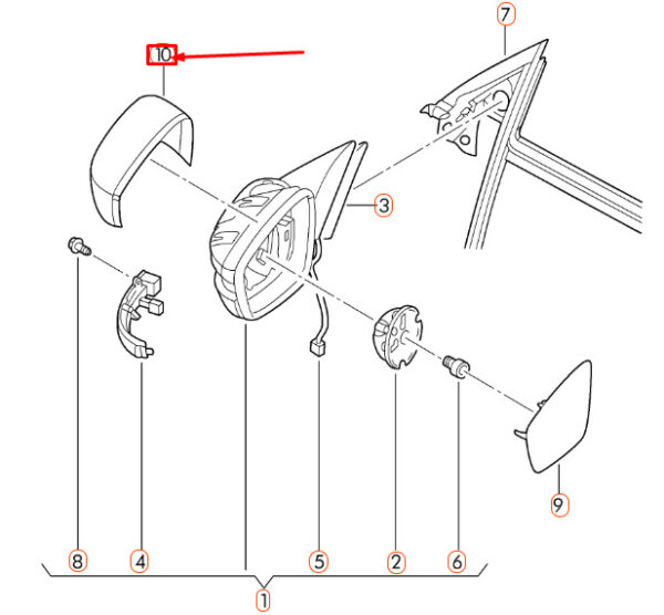 VW BEETLE A5 Front Left Door Mirror Cover Cap 5C6857537AGRU NEW GENUINE