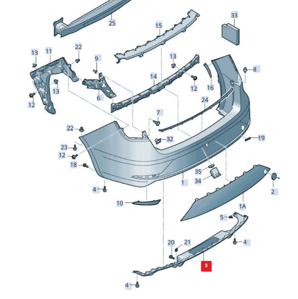 SEAT Leon 5F rear bumper bottom diffuser 5F9807568K9B9 NEW ORIGINAL - Image 3