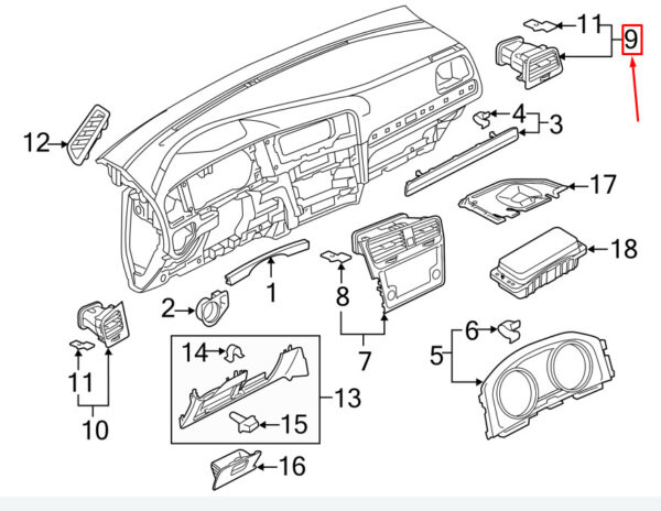 VW Golf VII 5G MK7 air outlet front right LHD 5G1819704RQYI NEW ORIGINAL - Image 4