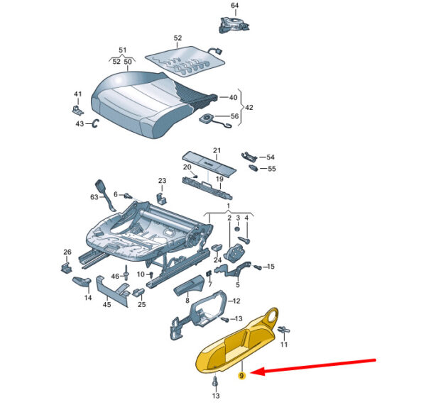 VW Golf MK8 seat frame trim front right 5H0881318K4PK, original part - Image 5