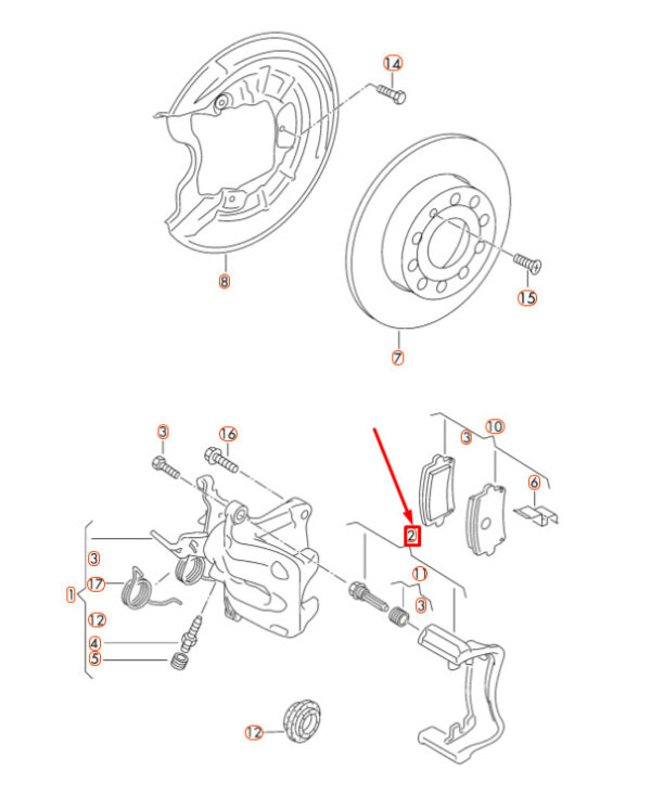 Audi A3 8P caliper carrier rear right 5K0615426 NEW ORIGINAL - Image 5