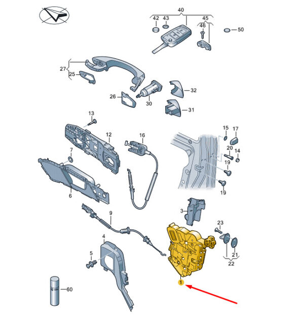 VW GOLF MK7 FRONT RIGHT DOOR LOCK LHD 5K1837016H NEW GENUINE - Image 3