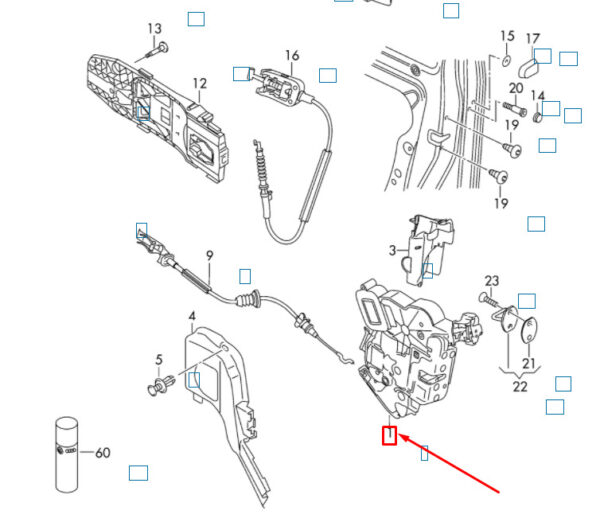 NEW VW BEETLE A5 FRONT RIGHT DOOR LOCK LHD 5K1837016J ORIGINAL - Image 5