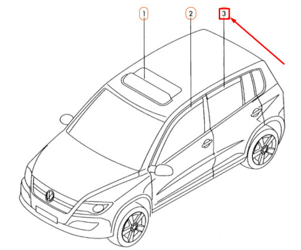 Volkswagen Tiguan 5N MK1 Rear Door Wind Repellent Set, 5N0072194, Original Part - Image 5