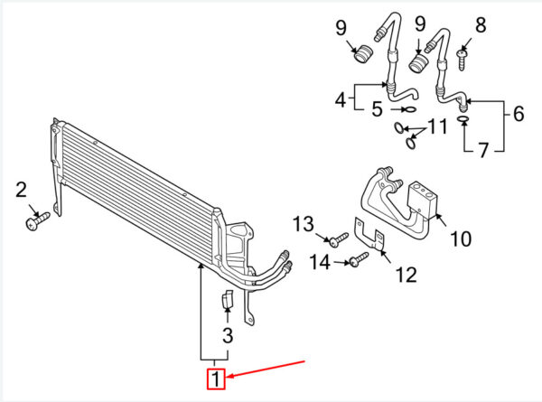 VW TIGUAN 5N transmission oil cooler front 5N0317019C NEW ORIGINAL - Image 4