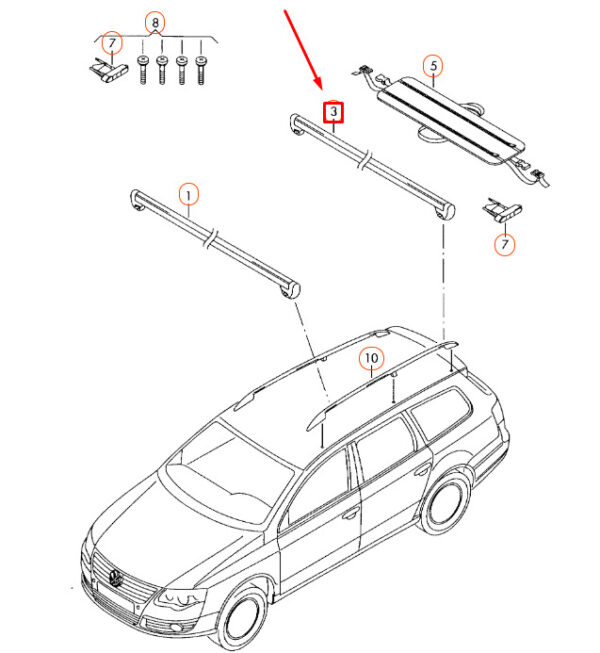 New Genuine VOLKSWAGEN TIGUAN 2008-2017 Rear Roof Carrier Bar 5N0860028 OEM - Image 3