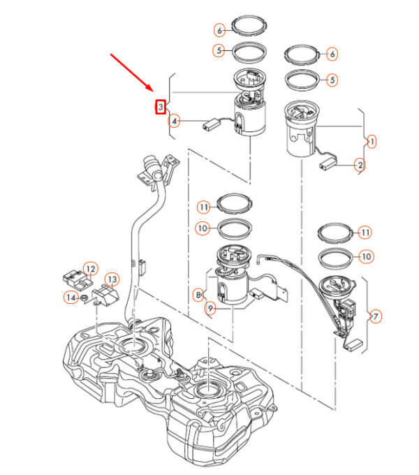 Audi Q3 8U fuel supply module right 5N0919087J NEW ORIGINAL - Image 5