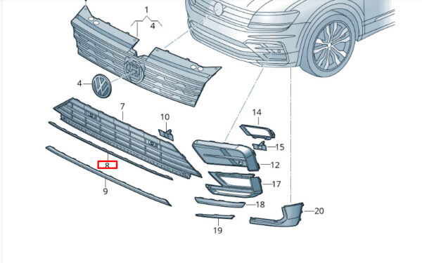 NEW VOLKSWAGEN TIGUAN AD FRONT BUMPER - MIDDLE SHAPE 5NA853101E2ZZ GENUINE - Image 3