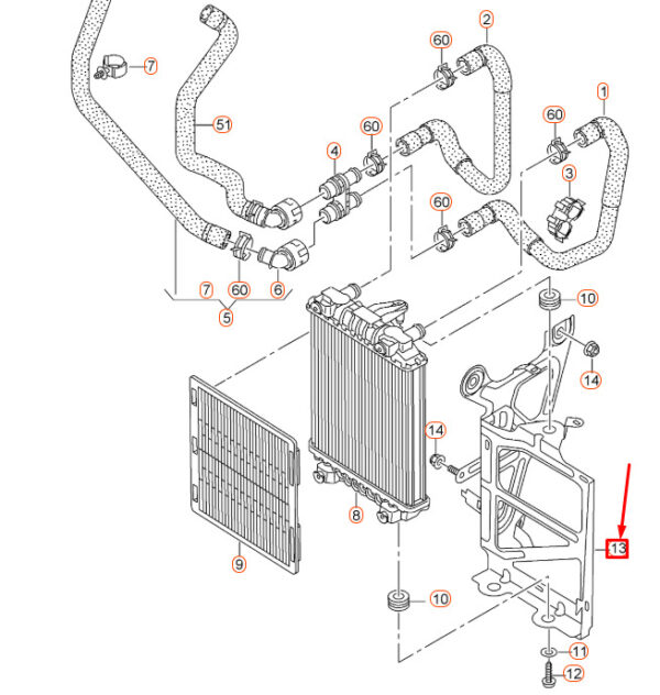 NEW AUDI A3 8V LEFT AUXILIARY COOLANT COOLER BRACKET 5Q0121093BF - Image 4