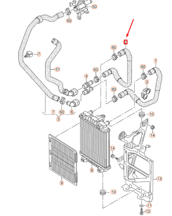 NEW AUDI A3 8V ENGINE RADIATOR COOLING HOSE 5Q0121101P - Image 3
