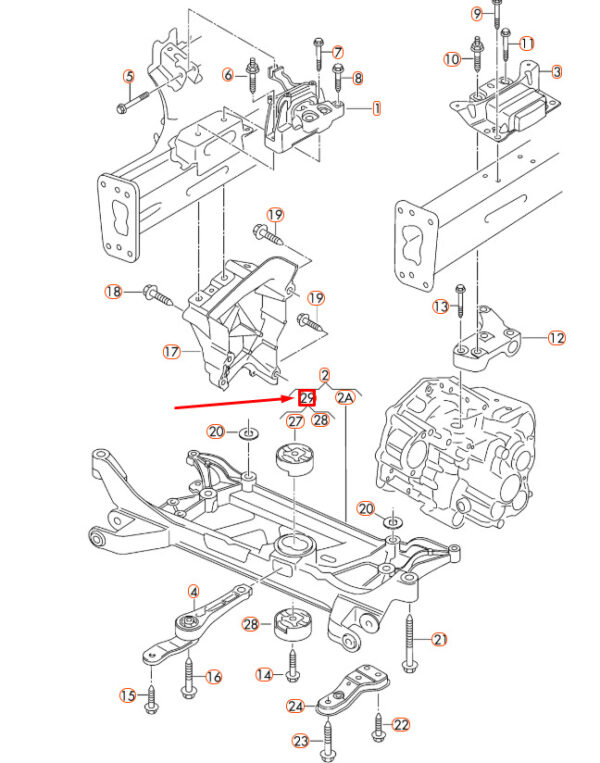 NEW AUDI A3 8V ENGINE MOUNTING BONDED RUBBER BUSH SET 5Q0198037A OEM - Image 3