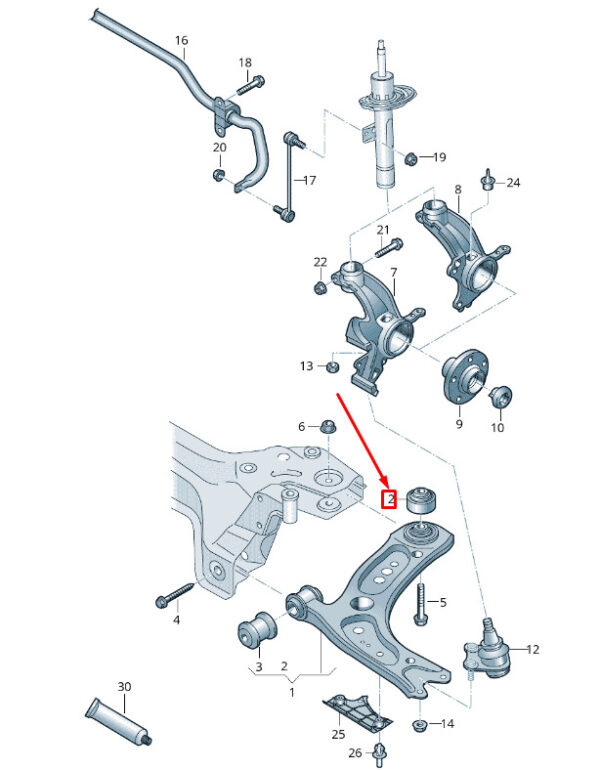 Audi A3 8V control handlebar front rear rubber jack 5Q0407183L NEW ORIGINAL - Image 3