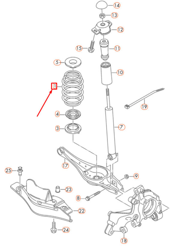 NEW VOLKSWAGEN GOLF 5G MK7 REAR AXLE SCREW SPRING 5Q05115AM ORIGINAL - Image 3