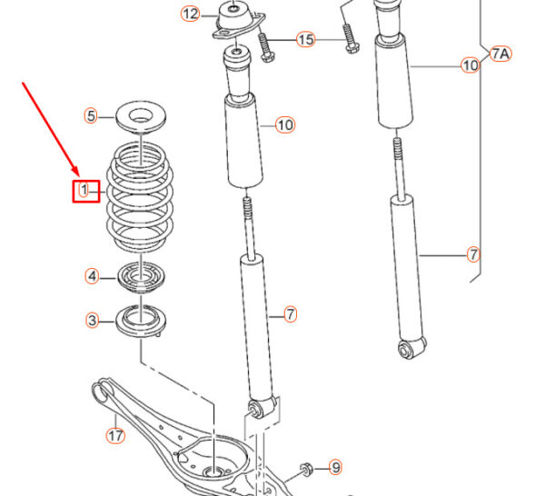 NEW AUDI A3 8V REAR COIL SPRING 5Q0511115FQ ORIGINAL - Image 4