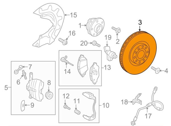 Audi A3 8V front brake disc 5Q0615301G original new - Image 3