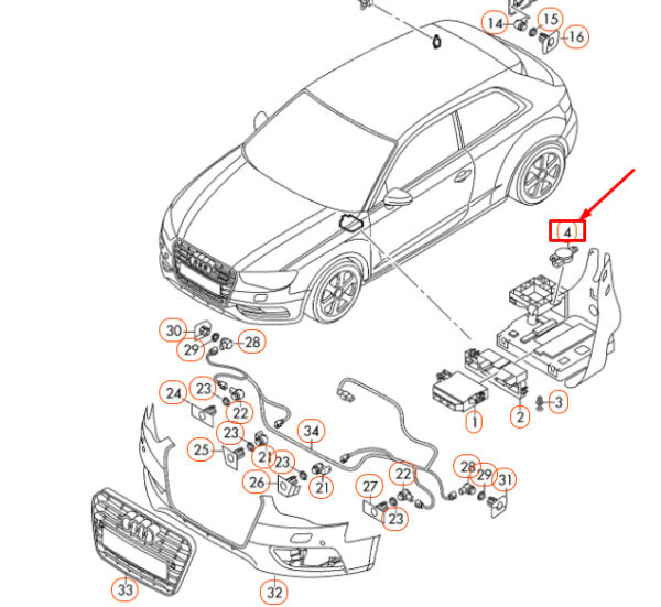 NEW AUDI A3 8V FRONT WARNING SUMMER TRANSMITTER 5Q0919279 ORIGINAL - Image 3
