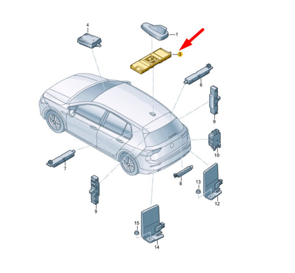 NEW VW GOLF MK8 VEHICLE COMMUNICATION SENDER/RECEIVER UNIT 5WA035741A ORIGINAL - Image 4