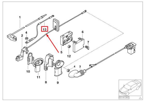 BMW 3 Series E46 connecting cable B+ 61126957943 6957943 NEW ORIGINAL - Image 4