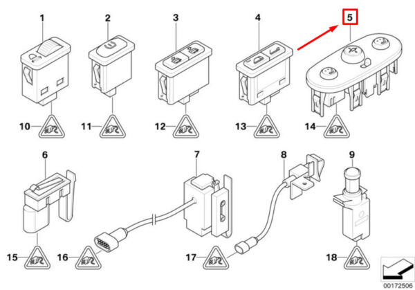 NEW MINI CONVERTIBLE R52 MIRROR ADJUSTMENT SEAT HEATER SWITCH 1316918216 ORIGINAL - Image 4