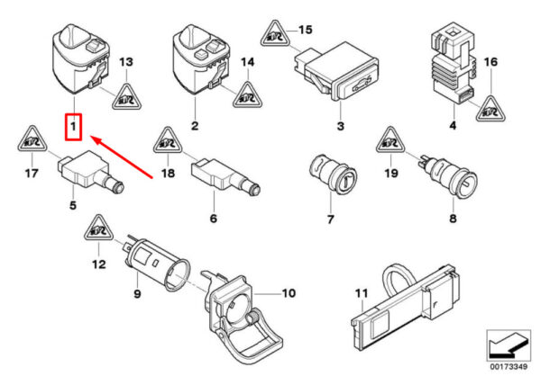 BMW 3 E46 mirror adjustment switch 8373691 61318373691 NEW original - Image 5