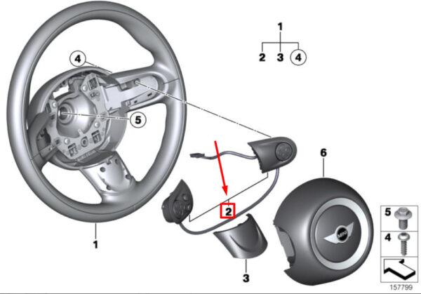 MINI COOPER R56 LCI Steering Wheel Multifunction Switch 61319284595 NEW REAL - Image 4