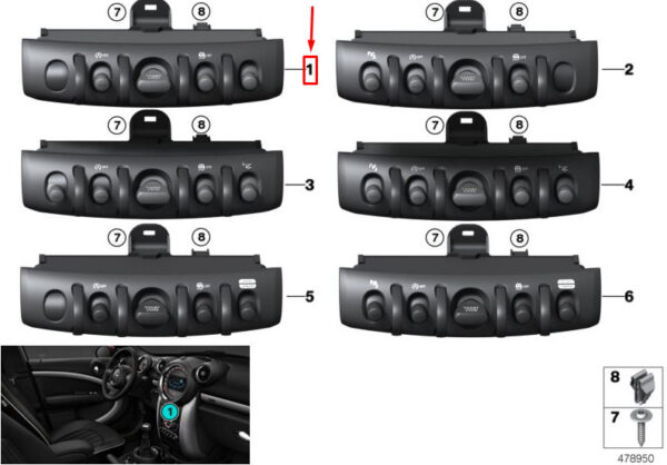 MINI COOPER F56 Switch Unit Center Console 61319328287 9328287 NEW GENUINE - Image 4
