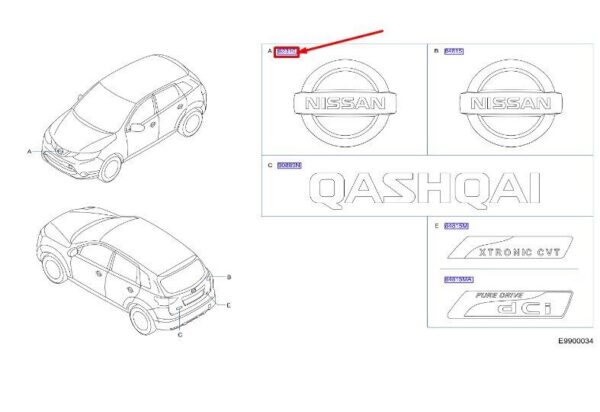 628904EA0A NISSAN QASHQAI J11 MK2 Bonnet Badge 628904EA0A NEW GENUINE