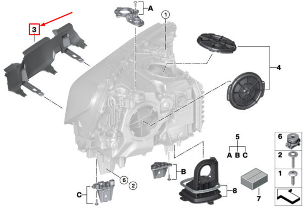 BMW 7 G11 right headlight replacement set 63117440356, original part - Image 5