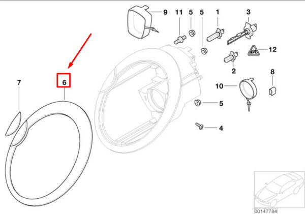 MINI CONVERTIBLE R52 Front Right Headlight Ornamental Ring 63126917836 NEW GENUINE - Image 4
