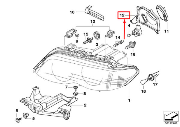 BMW X5 E53 cover cap dipped-beam right 6928212 63126928212 NEW ORIGINAL - Image 4