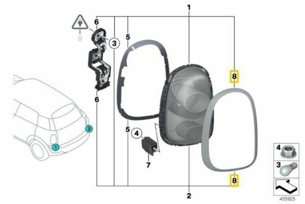 New OEM MINI R60 Countryman 10-16 Rear Taillight Black Surround Right 9812632 - Image 5