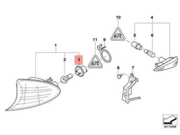 OEM BMW E46 COMPACT BULB SOCKET TURN SIGNAL YELLOW 63136914122 ORIGINAL NEW - Image 5
