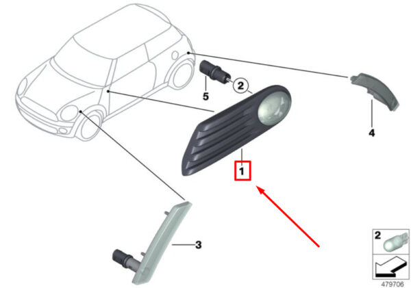 MINI CONVERTIBLE R57 turn signal front right fender 63137268884 NEW REAL - Image 4