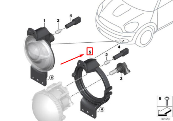 MINI COUNTRYMAN R60 Front Bumper Spot Headlight Mount 63179813829 NEW - Image 5