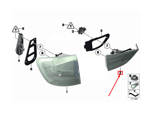 BMW X1 E84 Rear Right Inner Tail Light 63212990114 2990114 NEW ORIGINAL - Image 4