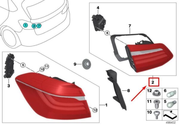 Tail Light Left Tailgate BMW F45 Active Tourer 11 2013 02 2018 Origin - Image 5