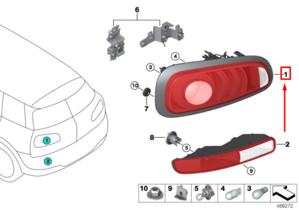 NEW MINI CLUBMAN F54 REAR RIGHT TAILLIGHT USA 63217475588 ORIGINAL - Image 4