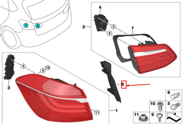 BMW 2 Gran Tourer F46 gutter rear right 63217491354 7491354 NEW ORIGINAL - Image 4