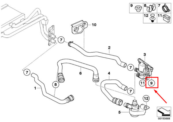 BMW 5 E60 engine water pump grommet 6915444 64116915444 NEW ORIGINAL - Image 4